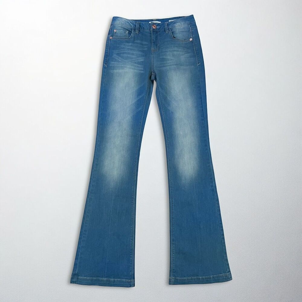 NEW Kensie Jeans High Rise Flare Trouser Hem Denim Size 26